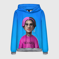 Толстовка-худи мужская Lil Peep На Синем Фоне, цвет: 3D-меланж