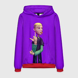 Толстовка-худи мужская Lil Peep На Фиолетовом Фоне, цвет: 3D-красный