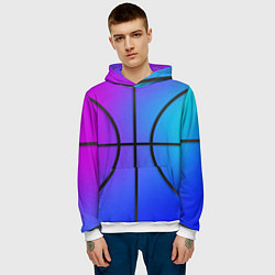 Толстовка-худи мужская Градиентный баскетбольный мяч, цвет: 3D-белый — фото 2