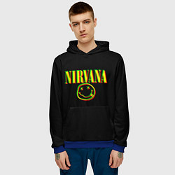 Толстовка-худи мужская Nirvana logo glitch, цвет: 3D-синий — фото 2