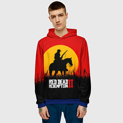 Толстовка-худи мужская Red Dead Redemption 2 - закат, цвет: 3D-синий — фото 2