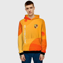 Толстовка-худи мужская Porsche Жёлтая абстракция, цвет: 3D-черный — фото 2