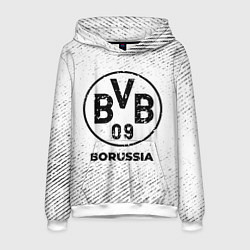 Толстовка-худи мужская Borussia с потертостями на светлом фоне, цвет: 3D-белый