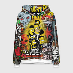 Толстовка-худи мужская Simpsons & Punks not dead! Motto!, цвет: 3D-белый