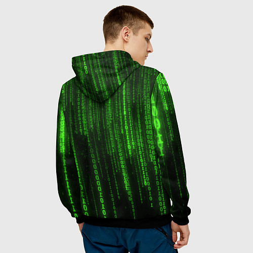 Мужская толстовка Двоичный код зеленый / 3D-Черный – фото 4