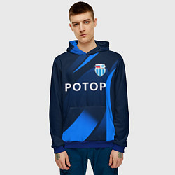 Толстовка-худи мужская ФК Ротор - Волгоградский клуб - Синяя, цвет: 3D-синий — фото 2