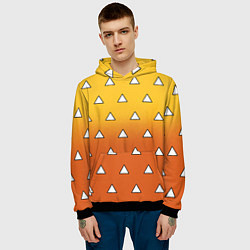 Толстовка-худи мужская Оранжевое кимоно с треугольниками - Зеницу клинок, цвет: 3D-черный — фото 2