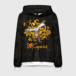 Толстовка-худи мужская I love Capoeira fighter, цвет: 3D-белый