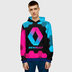 Толстовка-худи мужская Renault - neon gradient, цвет: 3D-синий — фото 2