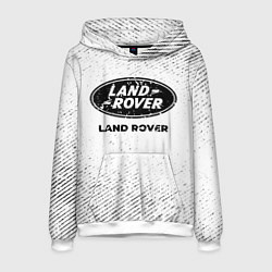 Толстовка-худи мужская Land Rover с потертостями на светлом фоне, цвет: 3D-белый