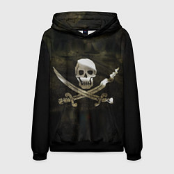 Толстовка-худи мужская Пиратский флаг - череп с ножами, цвет: 3D-черный