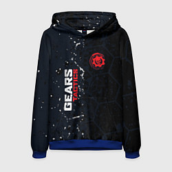 Толстовка-худи мужская Gears of War красно-белой лого на темном фоне, цвет: 3D-синий