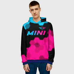 Толстовка-худи мужская Mini - neon gradient: символ сверху, цвет: 3D-синий — фото 2
