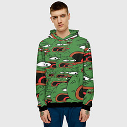 Толстовка-худи мужская Пепе лягушка, цвет: 3D-черный — фото 2