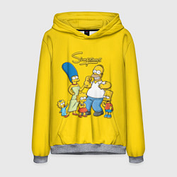 Толстовка-худи мужская Счастливые Симпсоны, цвет: 3D-меланж
