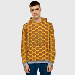 Толстовка-худи мужская Volumetric honeycombs, цвет: 3D-меланж — фото 2