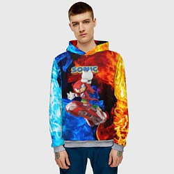 Толстовка-худи мужская Knuckles Echidna - Sonic - Video game, цвет: 3D-меланж — фото 2