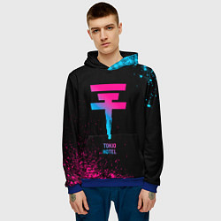 Толстовка-худи мужская Tokio Hotel - neon gradient, цвет: 3D-синий — фото 2