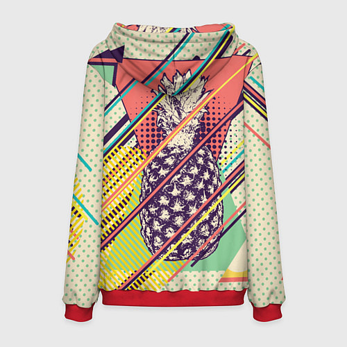 Мужская толстовка Геометрический ретро дизайн с ананасом / 3D-Красный – фото 2