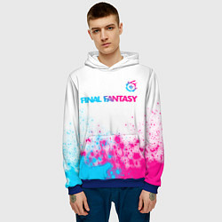 Толстовка-худи мужская Final Fantasy neon gradient style: символ сверху, цвет: 3D-синий — фото 2