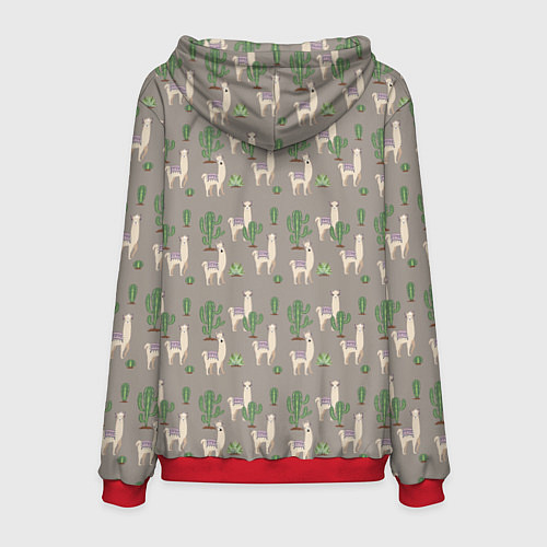Мужская толстовка Три забавных ламы среди кактусов / 3D-Красный – фото 2