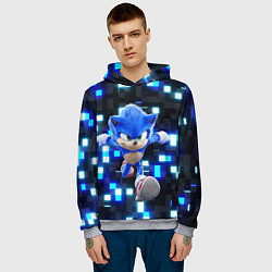 Толстовка-худи мужская Sonic neon squares, цвет: 3D-меланж — фото 2