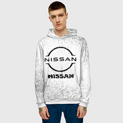 Толстовка-худи мужская Nissan с потертостями на светлом фоне, цвет: 3D-белый — фото 2