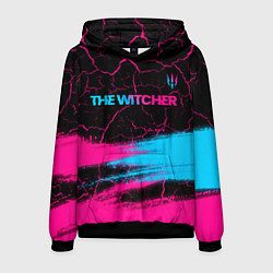 Толстовка-худи мужская The Witcher - neon gradient: символ сверху, цвет: 3D-черный