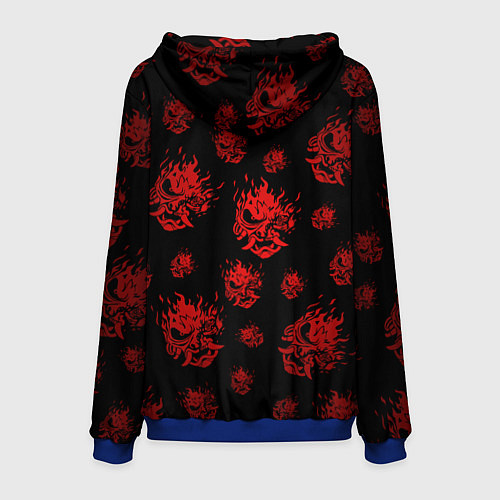 Мужская толстовка Samurai - Красный паттерн - Cyberpunk / 3D-Синий – фото 2