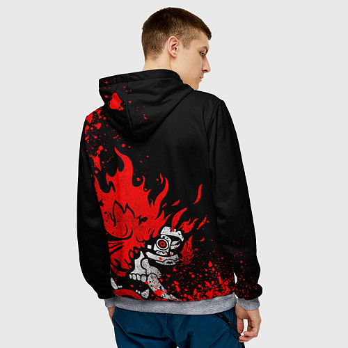 Мужская толстовка Киберпанк-Самурай - 2077 / 3D-Меланж – фото 4