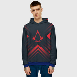 Толстовка-худи мужская Красный символ Assassins Creed на темном фоне со с, цвет: 3D-синий — фото 2
