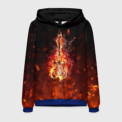Толстовка-худи мужская Гитара - пламя, цвет: 3D-синий