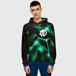 Толстовка-худи мужская Gears of War разлом плит, цвет: 3D-синий — фото 2