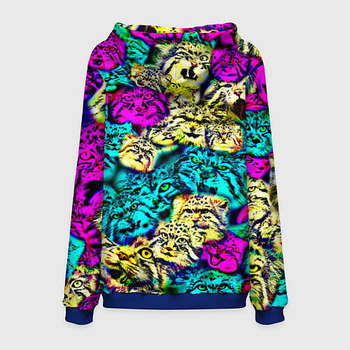 Мужская толстовка Психоделические манулы / 3D-Синий – фото 2