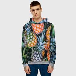 Толстовка-худи мужская Фон из ананасов, цвет: 3D-меланж — фото 2