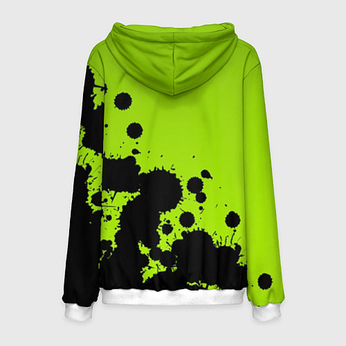 Мужская толстовка Чёрные кляксы на зелёном фоне / 3D-Белый – фото 2