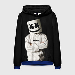 Толстовка-худи мужская Marshmello на чёрном фоне, цвет: 3D-синий