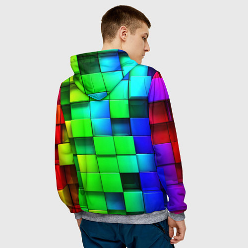 Мужская толстовка Цветные неоновые кубы / 3D-Меланж – фото 4