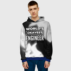 Толстовка-худи мужская Worlds okayest engineer - dark, цвет: 3D-синий — фото 2