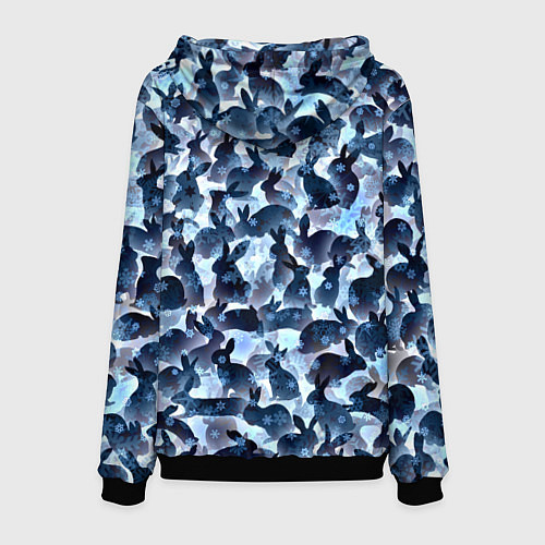 Мужская толстовка Новогдние кролики / 3D-Черный – фото 2