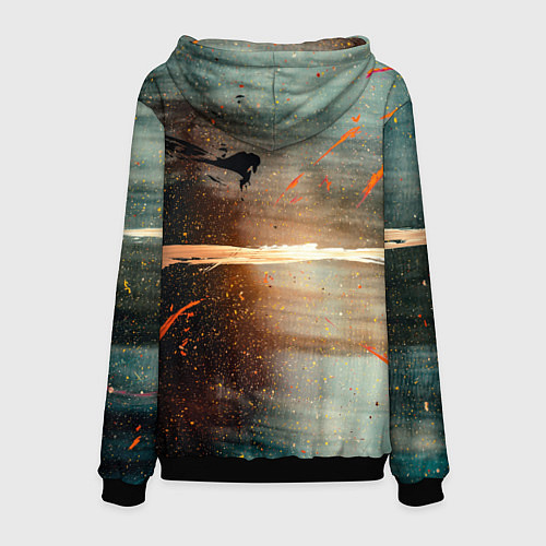 Мужская толстовка Светло-синий абстрактный фон и брызки красок / 3D-Черный – фото 2