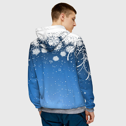 Мужская толстовка Снежный узор на синем фоне / 3D-Меланж – фото 4
