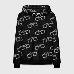 Толстовка-худи мужская Модные очки черно-белый узор, цвет: 3D-черный
