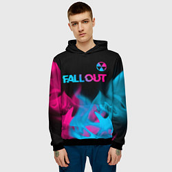 Толстовка-худи мужская Fallout - neon gradient: символ сверху, цвет: 3D-черный — фото 2