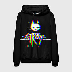 Толстовка-худи мужская Stray glitch logo, цвет: 3D-черный