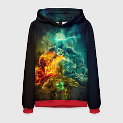 Толстовка-худи мужская 4 элемента - природные стихии, цвет: 3D-красный