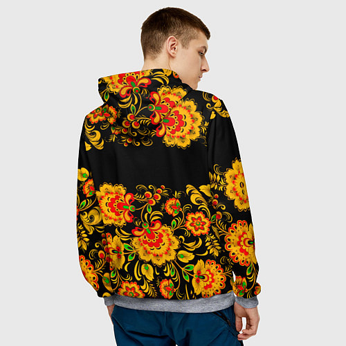 Мужская толстовка РОССИЯ роспись хохлома / 3D-Меланж – фото 4