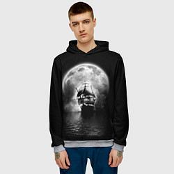 Толстовка-худи мужская Корабль в ночи, цвет: 3D-меланж — фото 2