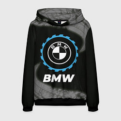 Толстовка-худи мужская BMW в стиле Top Gear со следами шин на фоне, цвет: 3D-черный