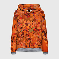 Толстовка-худи мужская Оранжевые кубы в абстракции, цвет: 3D-меланж